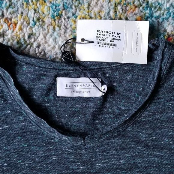 Eleven Paris Rabico V Neck Extra Slim Fit Tshirt - Picture 3 of 4